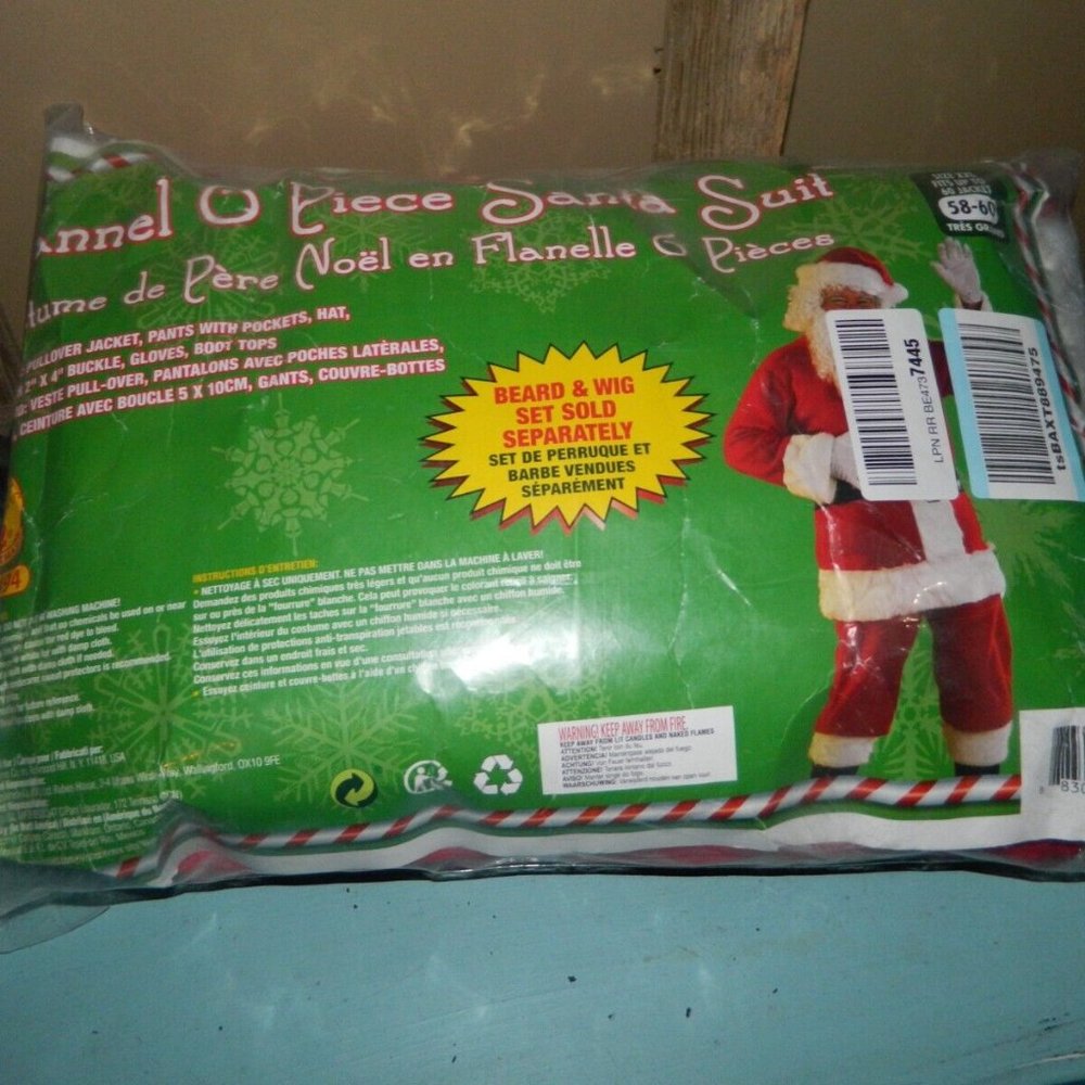 Rubies Christmas 701494 Flannel 6 pc Santa Suit Size XXL